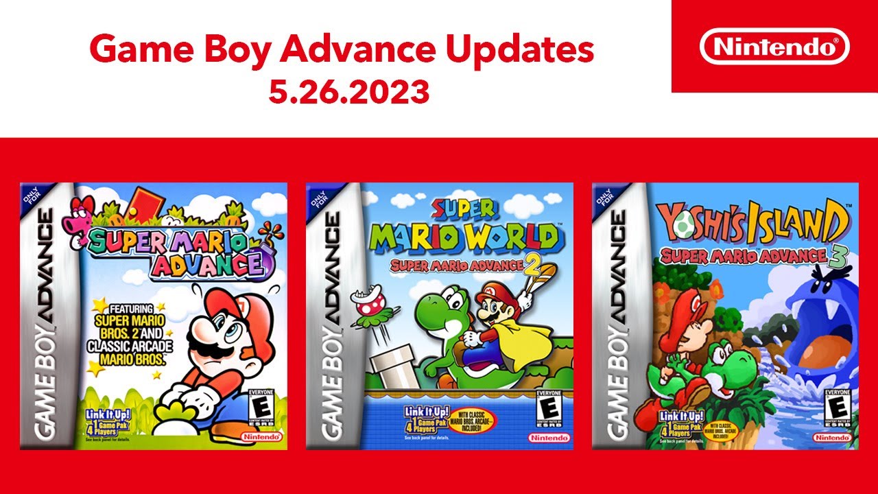 Nintendo Switch Online adds three Super Mario Advance games to GBA library.