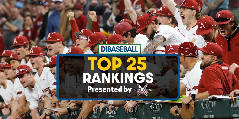 Featured image for "Arkansas Razorbacks Claim Top Spot in D1Baseball Rankings"