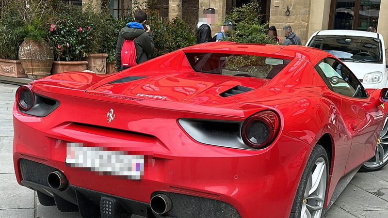 Tourist fined for driving Ferrari into Florence's piazza.