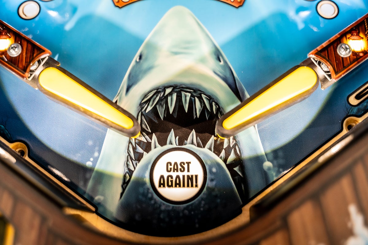 Featured image for "Stern Unveils Blood-Pumping JAWS Pinball Machine with Original Footage and Exclusive Interview"