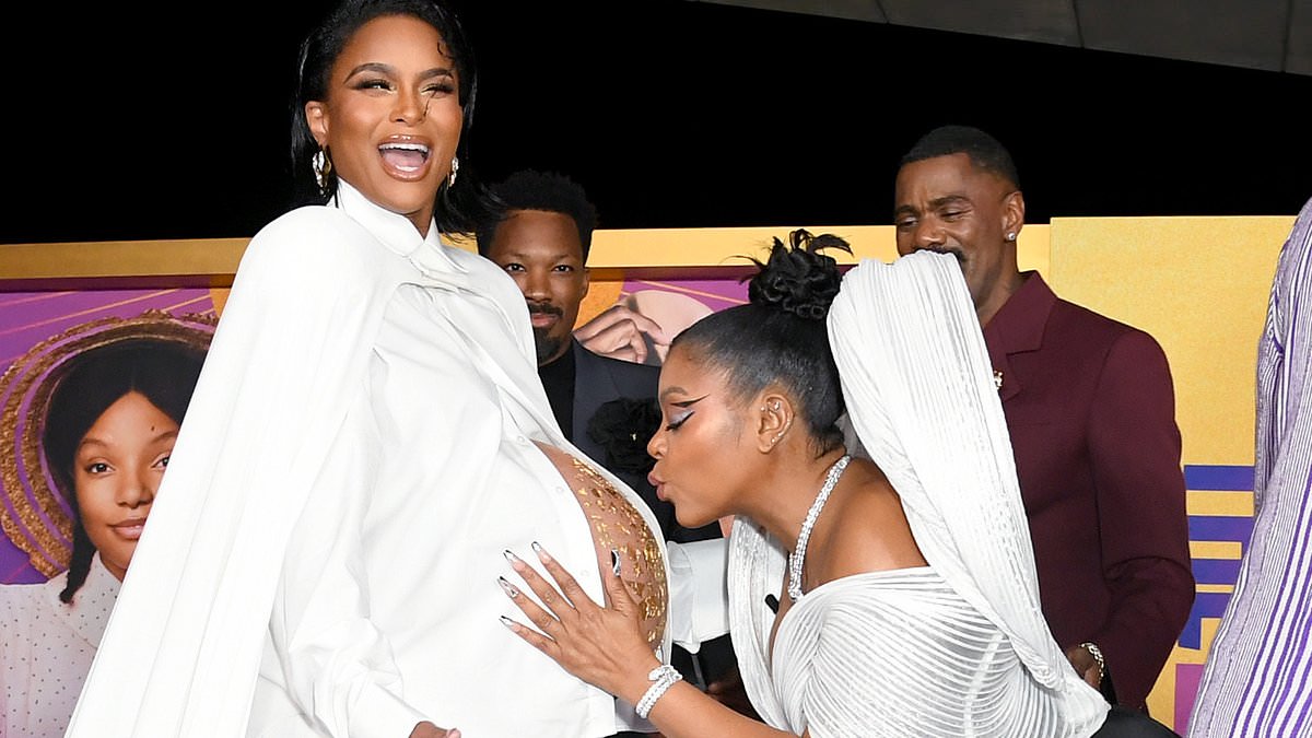 Ciara Shines with Gold-Adorned Baby Bump at 'The Color Purple' Premiere