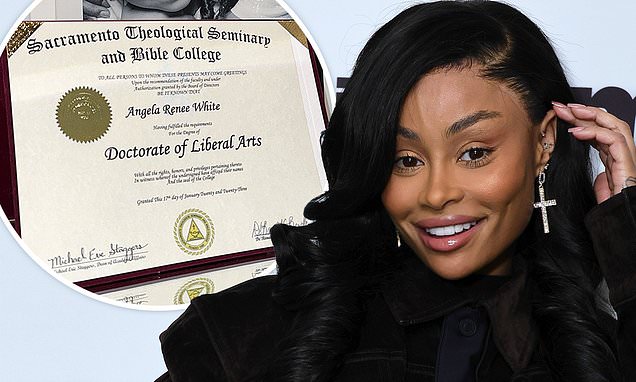 Blac Chyna flaunts $10K 'doctorate' from Sacramento seminary.