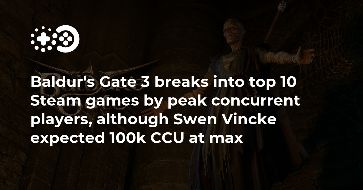 "Baldur's Gate 3 Surpasses Expectations, Enters Top 10 Steam Games by Peak Concurrent Players"