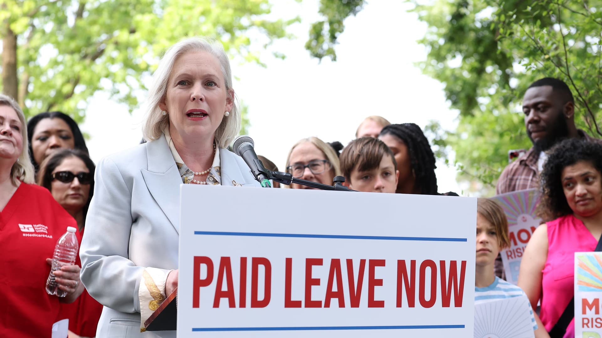 Featured image for Democrats push for updated national paid family and medical leave legislation.