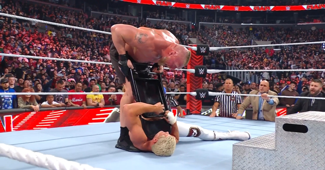 Lesnar Betrays Rhodes and Riddle Returns in Raw After WrestleMania Highlights.