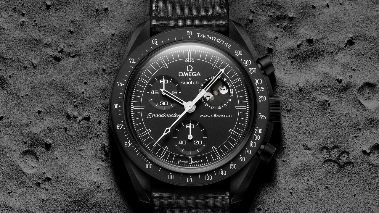 Featured image for "Swatch Unveils Black Snoopy MoonSwatch for Lunar Mission"