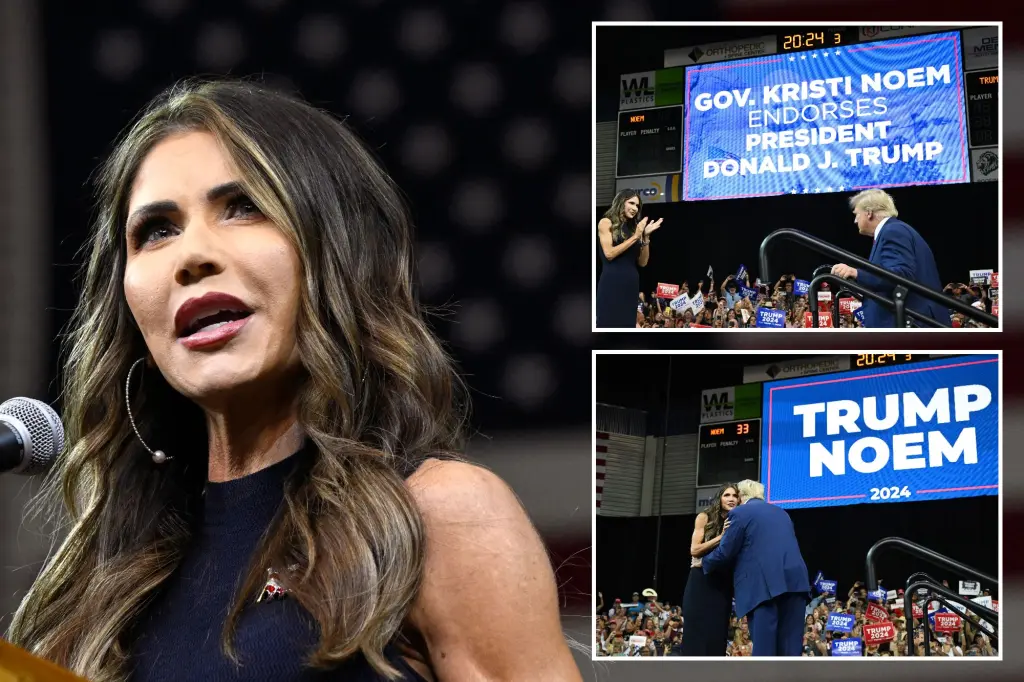 "South Dakota Governor Noem Endorses Trump at Rally, Boosting His 2024 White House Bid"
