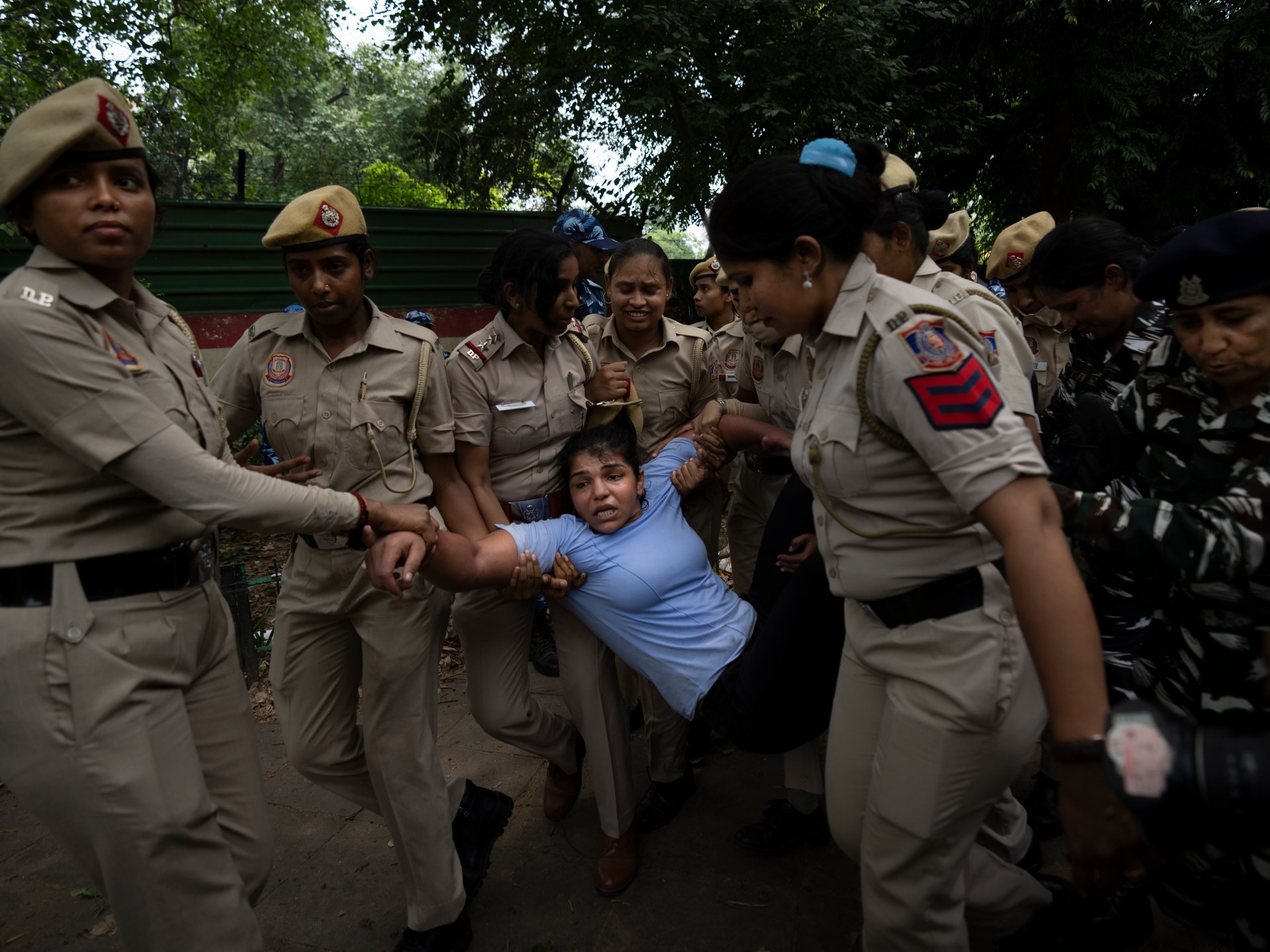 Indian Wrestlers Detained and Dragged Away During Protest Crackdown.