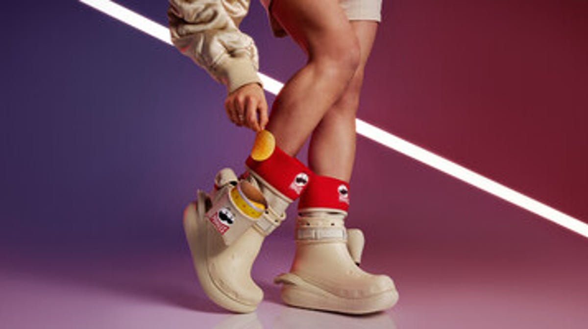 Featured image for "Pringles and Crocs Unveil Flavorful Footwear Collection for 2024"