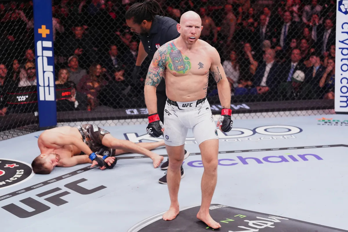 Featured image for "Josh Emmett's Devastating KO Sends Bryce Mitchell into Convulsions at UFC 296"