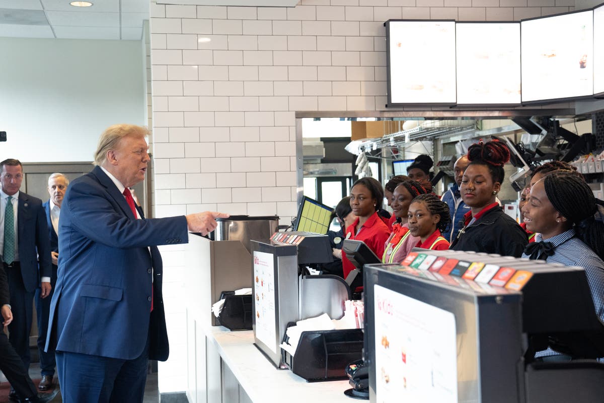 Featured image for "Trump Treats Atlanta Chick-fil-A Customers to Food and Shakes During Visit"