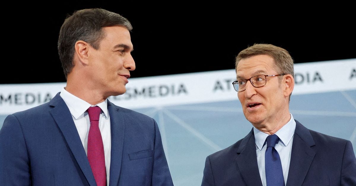 Featured image for "Chaotic live TV debate: Spain's PM Sanchez and rival Feijoo clash ahead of 2023 election"
