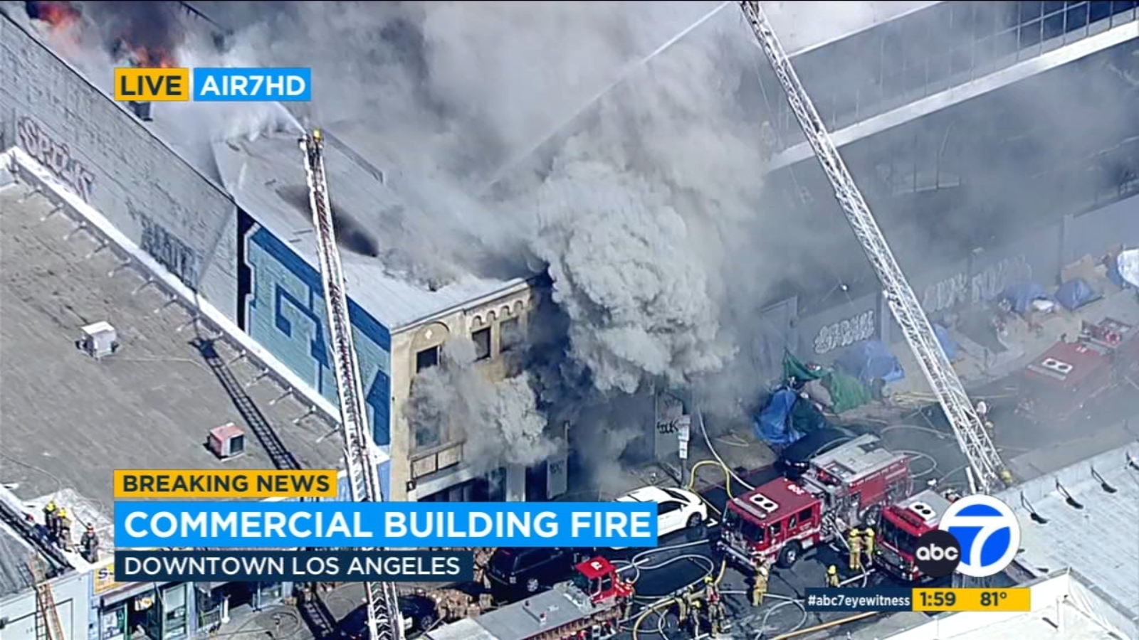 Featured image for Massive Fire Engulfs Downtown LA Commercial Building