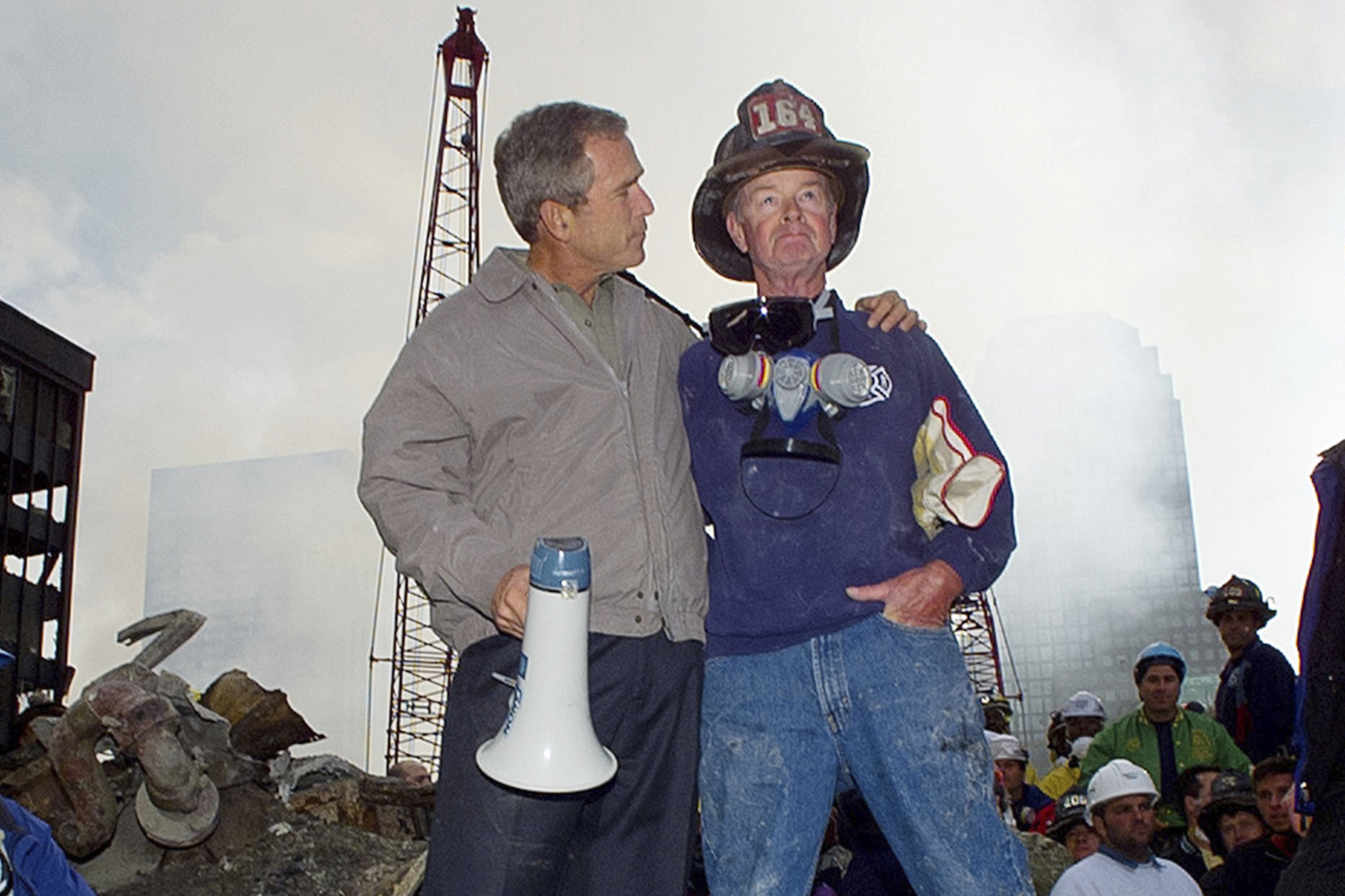 Featured image for "9/11 Firefighter Bob Beckwith, Iconic Image with President Bush, Dies at 91"