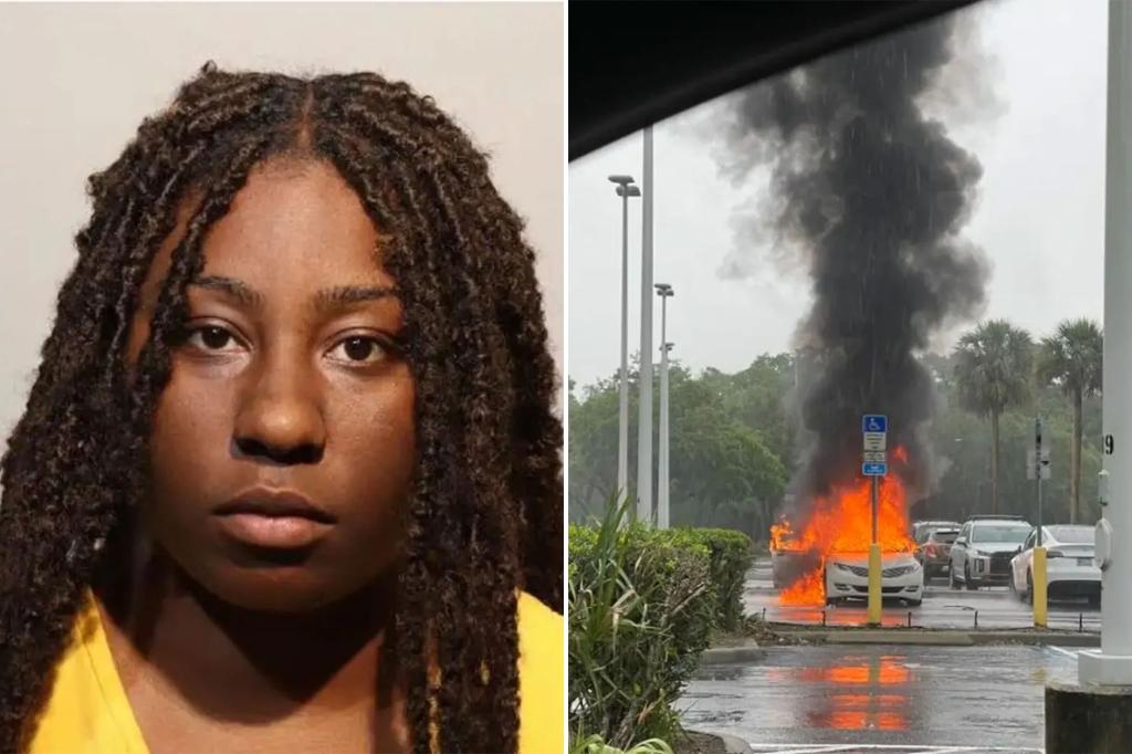 Mother's shoplifting leads to car fire with children inside in Florida mall.
