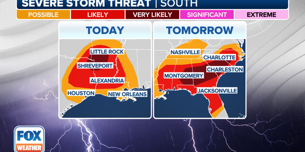 "Multiple Rounds of Dangerous Storms Threaten South with Strong Tornadoes"