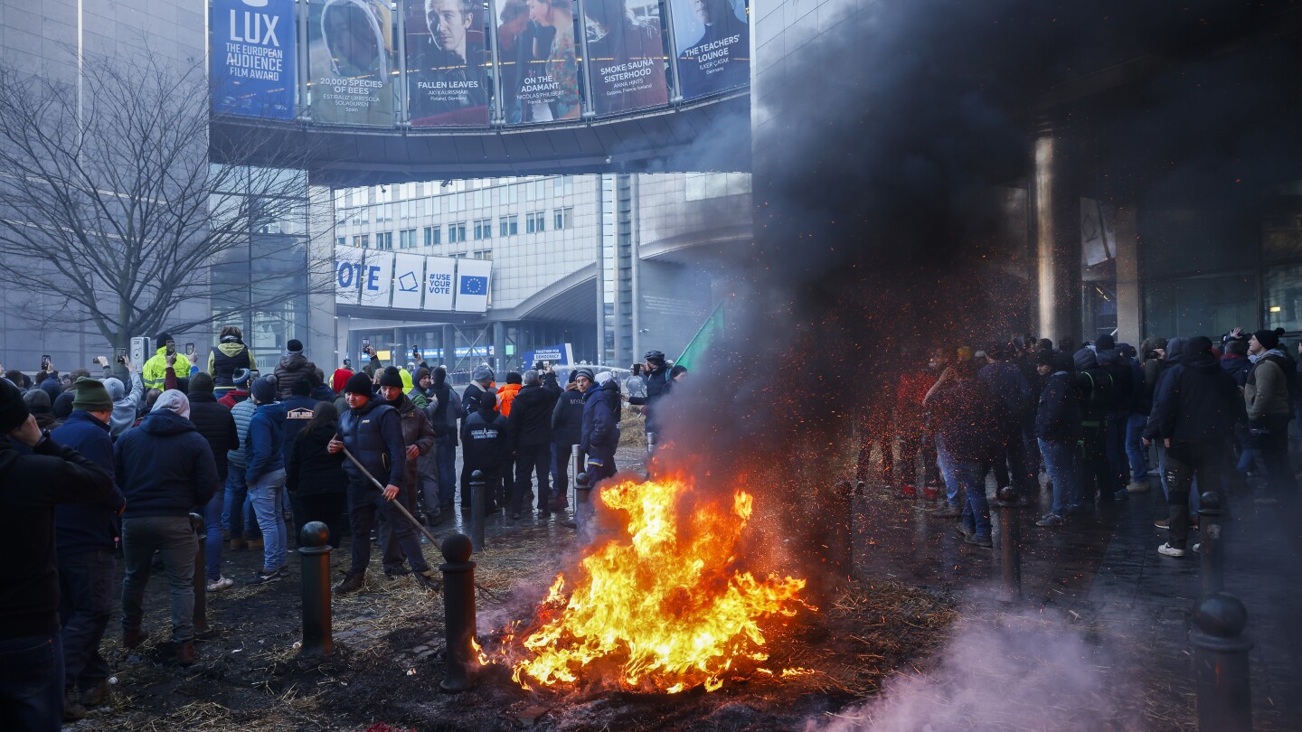 "Farmers' Fury: Tractor Protests at EU Summit"
