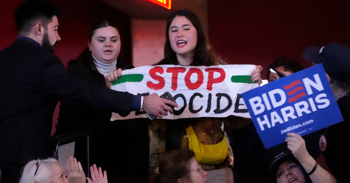 "Biden Faces Repeated Interruptions by Protesters at Virginia Campaign Rally"
