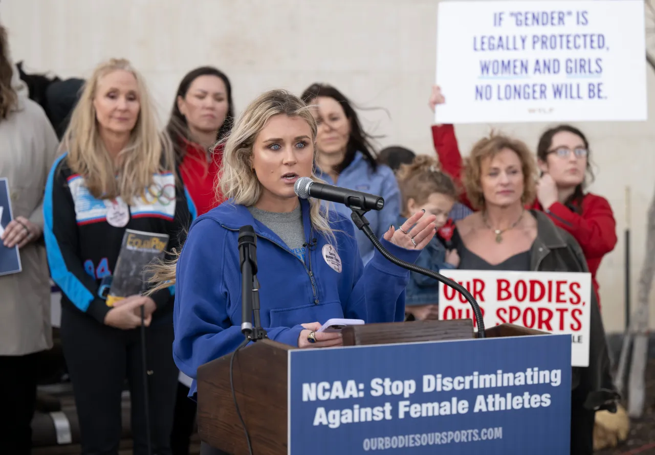 'Riley Gaines Attacked After Speech on Transgender Athletes at SFSU'