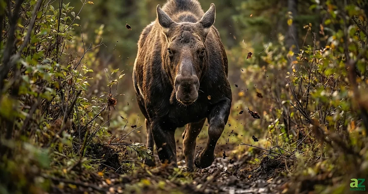 Protective Moose Stops Bear Cub’s Attempted Prey on Calf