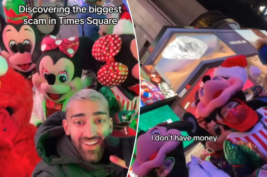 Times Square Characters Attack Tourist Exposing 'Free Photo' Scam