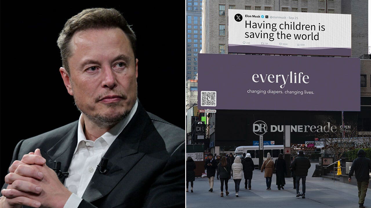Featured image for "Pro-Life Diaper Company Features Elon Musk Quote in Times Square Ad: 'Having Children Saves the World'"