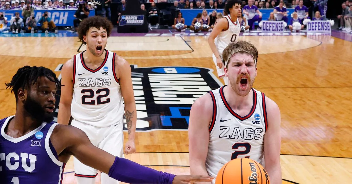 Gonzaga edges out TCU in NCAA tournament second round.