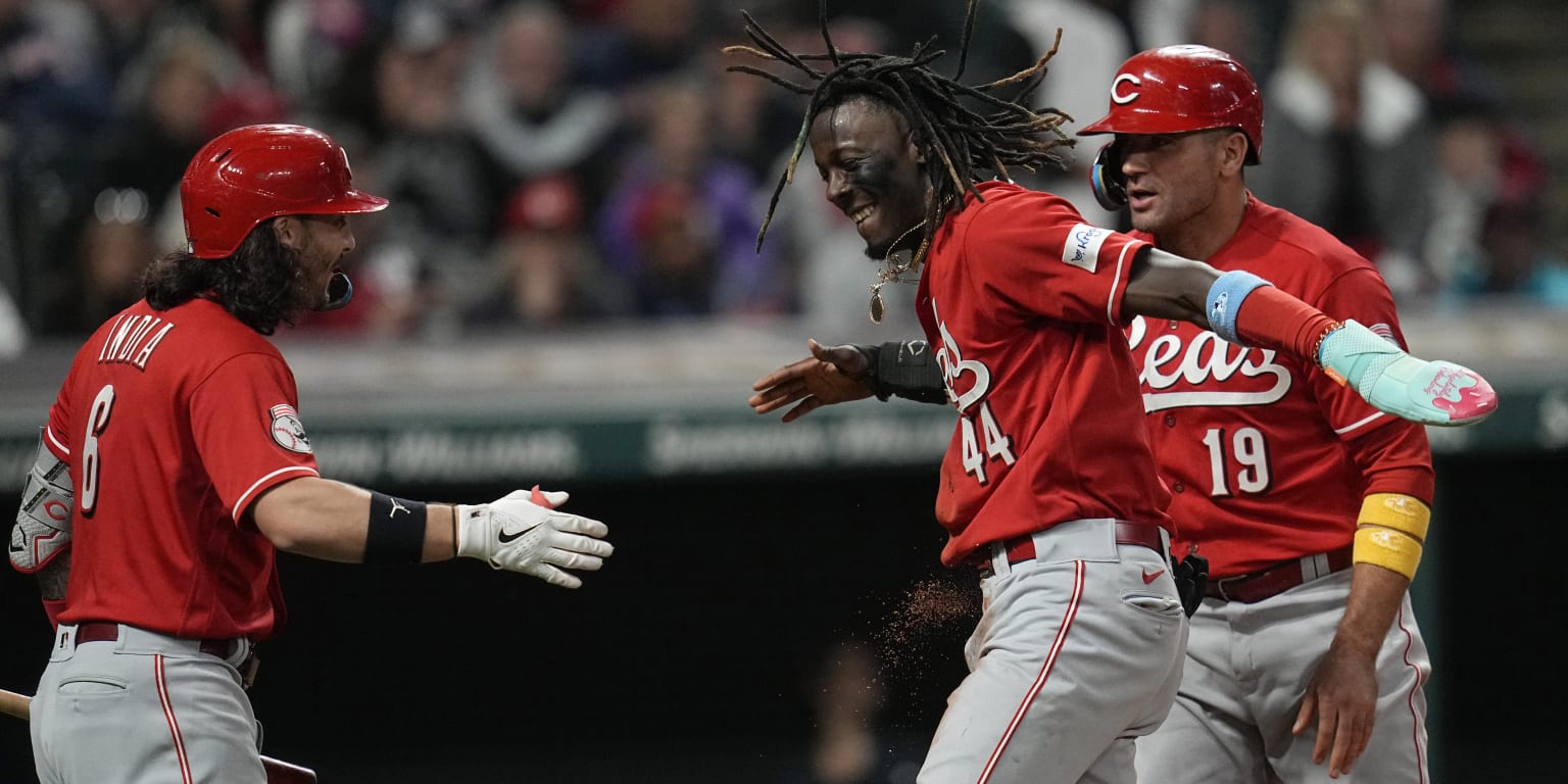 Featured image for "De La Cruz's Multihomer Game Powers Reds to 11-7 Victory over Guardians"