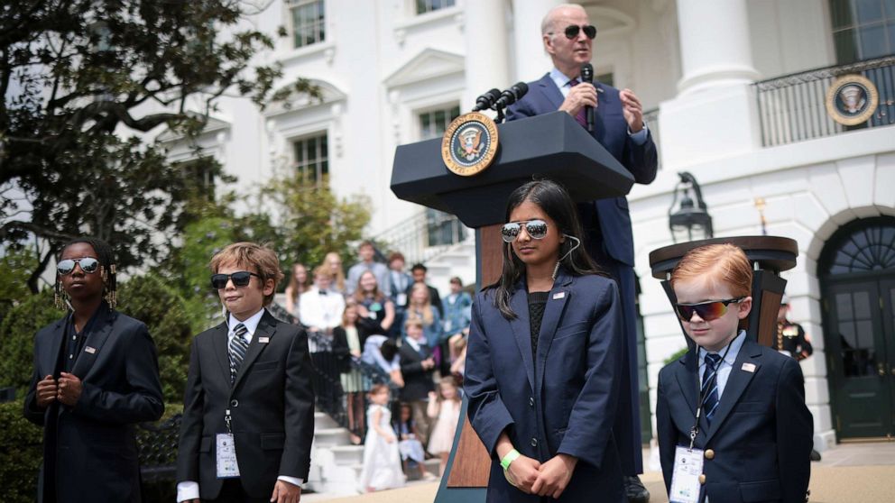 Biden engages with kids at White House 'Take Your Child to Work Day' event.