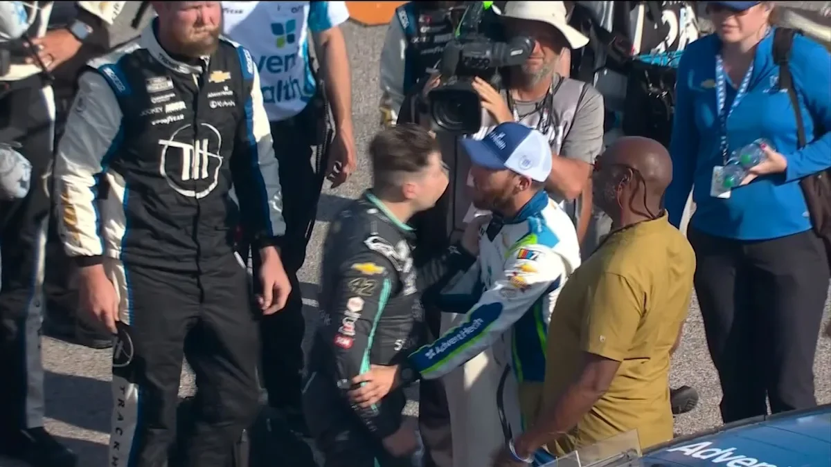 NASCAR drivers brawl after Kansas race.