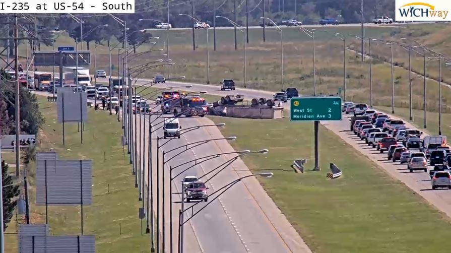 Featured image for Semi Overturns, Causes Traffic Blockage at I-235 and Kellogg