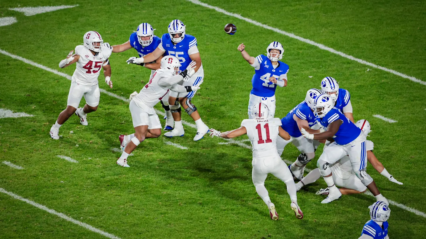 Featured image for BYU's Bear Bachmeier Gains Attention as Freshman QB Nears Rushing Record