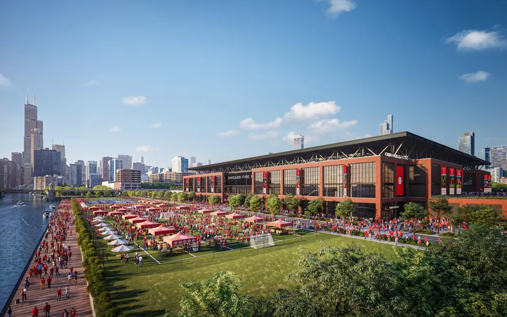 Featured image for Chicago Fire Unveils $650M South Loop Stadium Renderings
