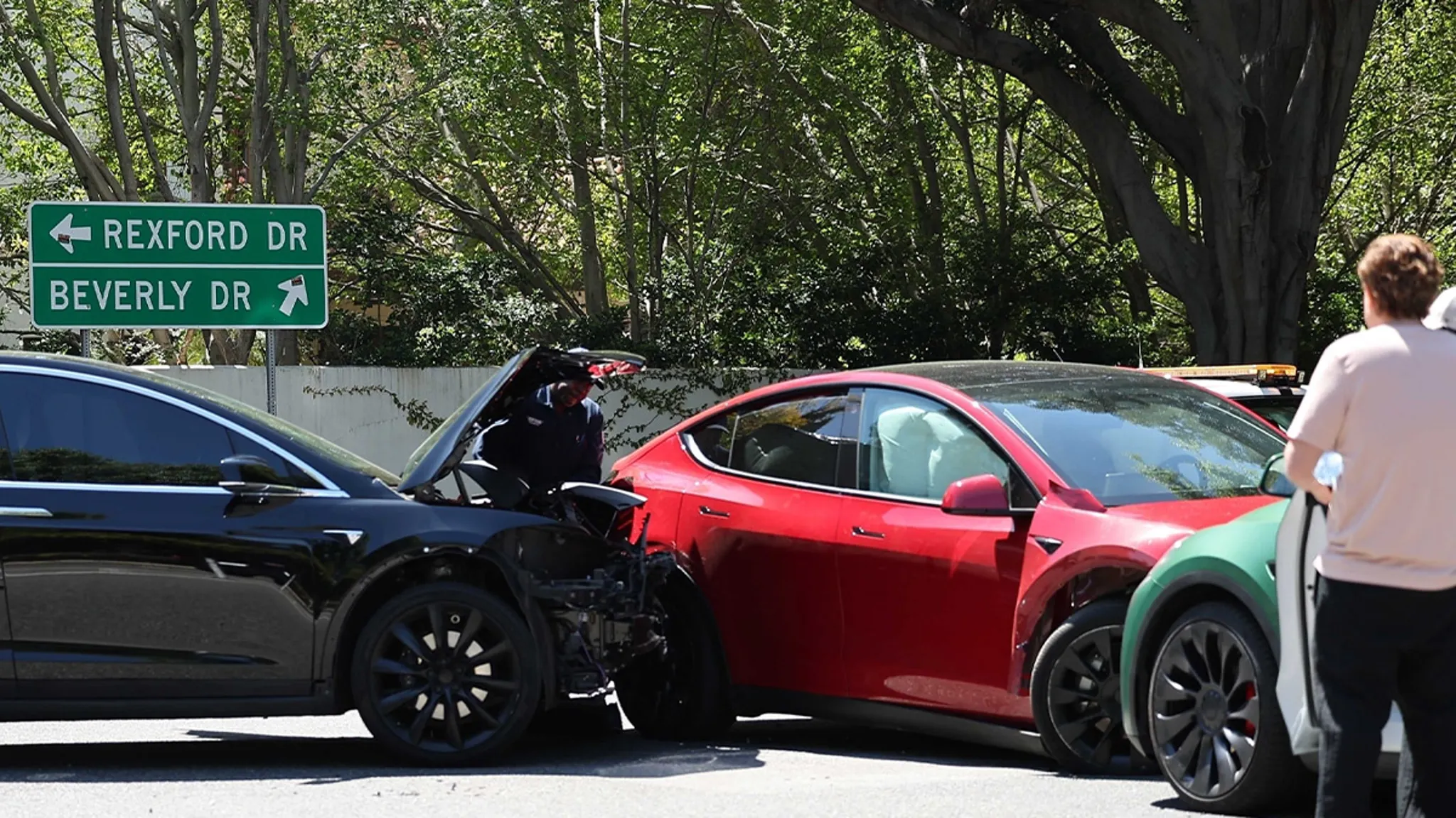 Hollywood Producer Involved in Three-Way All-Tesla Crash in L.A.