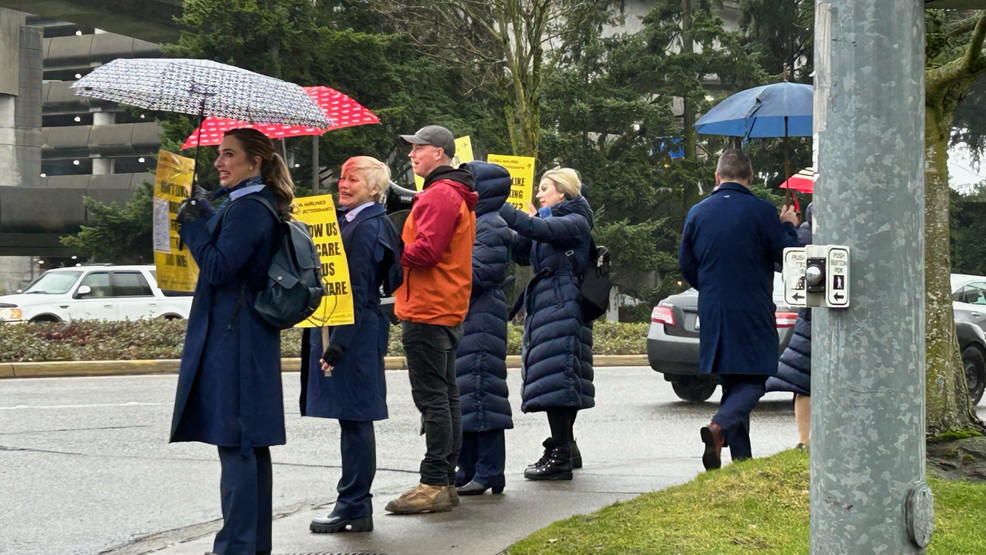Featured image for Alaska Airlines Flight Attendants Picketing at Multiple Airports