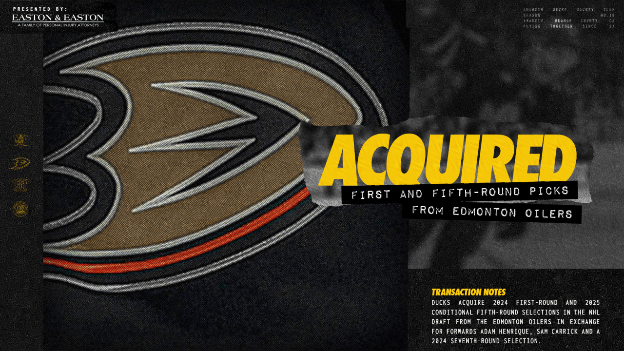 Oilers Acquire Picks and Players in Ducks Trade
