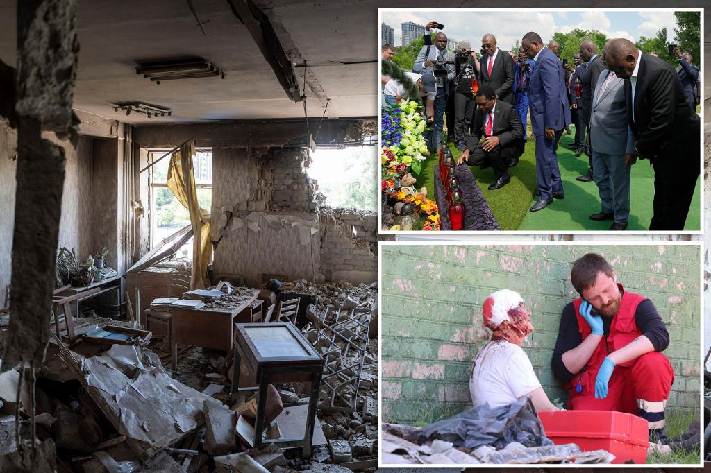 Explosions rock Kyiv during African peace delegation visit amidst ongoing Russia-Ukraine conflict.