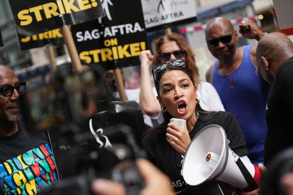 AOC Stands with Striking Actors and Writers in NYC, Condemns Greed