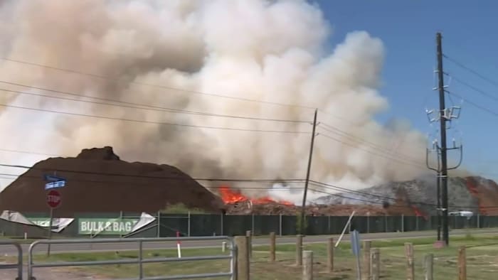"Blazing Mulch Fire Engulfs Northwest Houston"