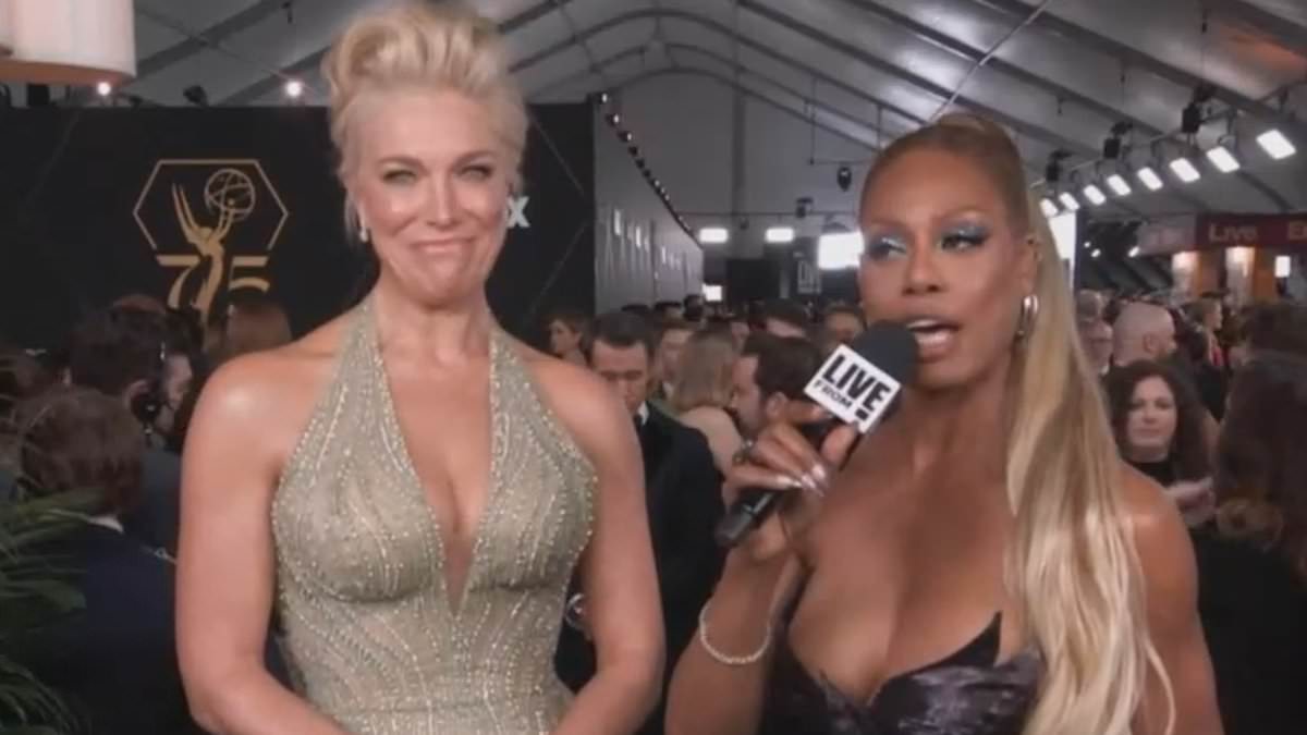 Featured image for Hannah Waddingham Corrects Laverne Cox's Name Mishap at Emmys Red Carpet