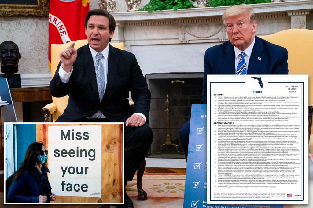 "Trump administration pressures DeSantis to implement mask mandates for 'aggressive mitigation'"