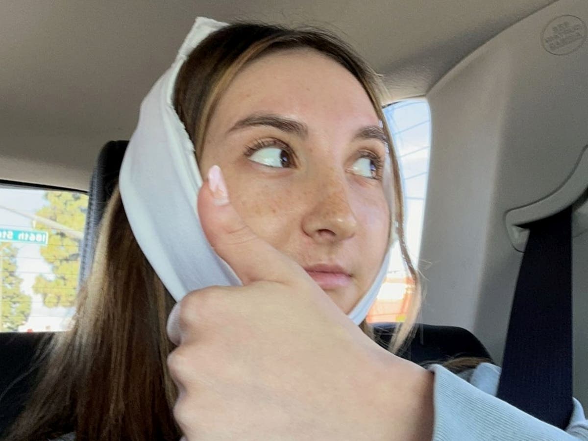 Bullied woman gets jaw reconstruction with stomach fat.