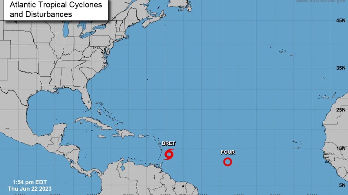 Featured image for Tropical Storm Bret approaches Lesser Antilles while Atlantic remains busy.