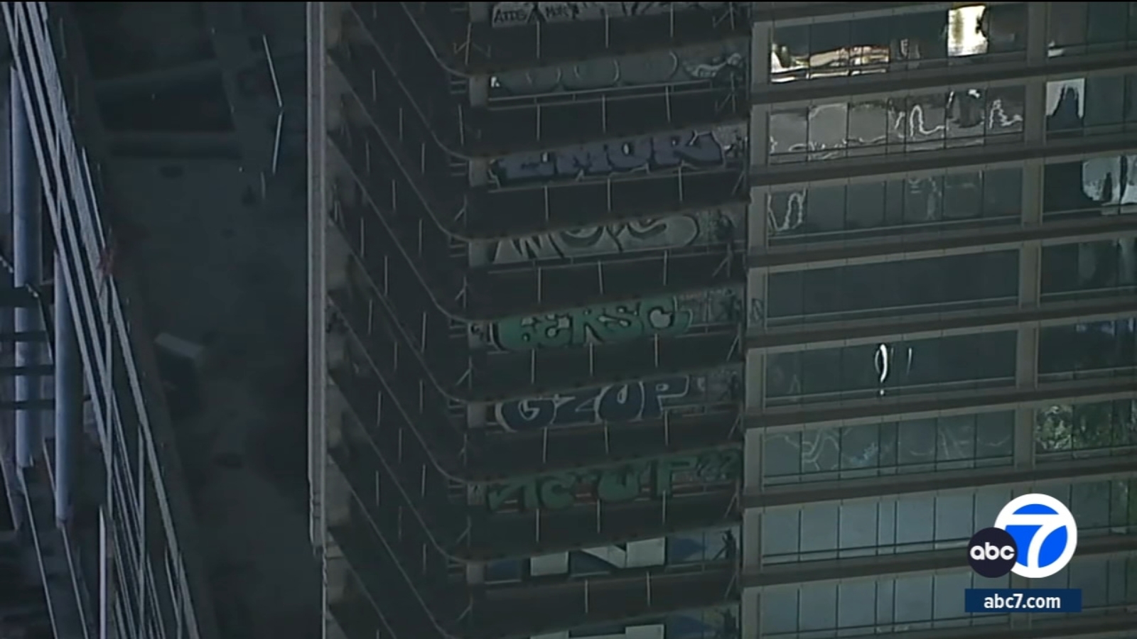 Featured image for "Vandals Tag 27 Floors of Abandoned Downtown LA Skyscraper"