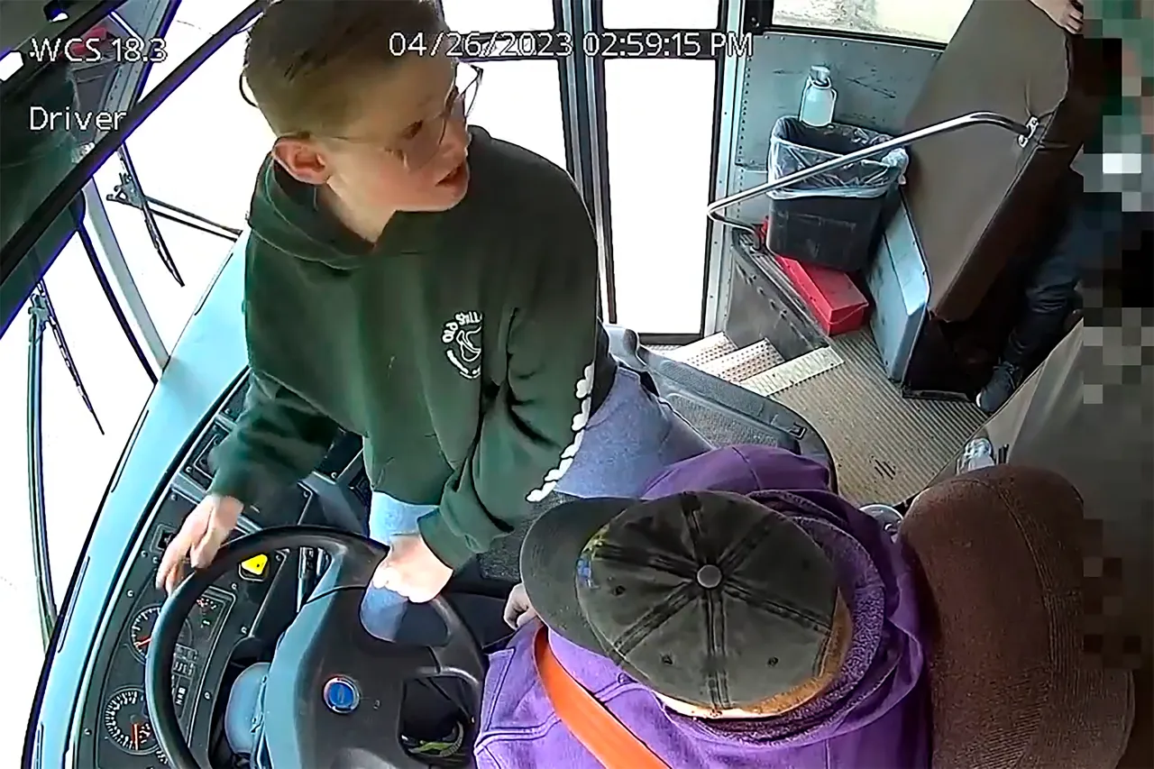 13-year-old boy saves school bus from disaster.
