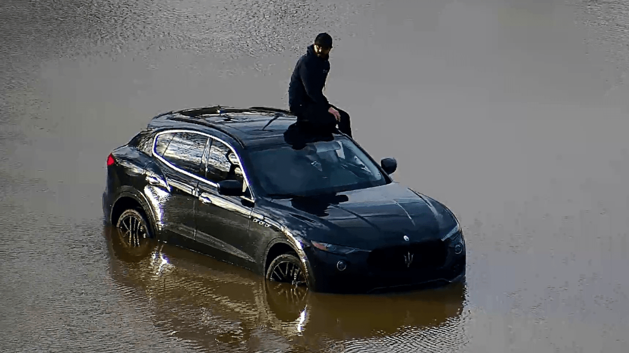 Featured image for Maserati SUV Stranded in South Side Floodwaters