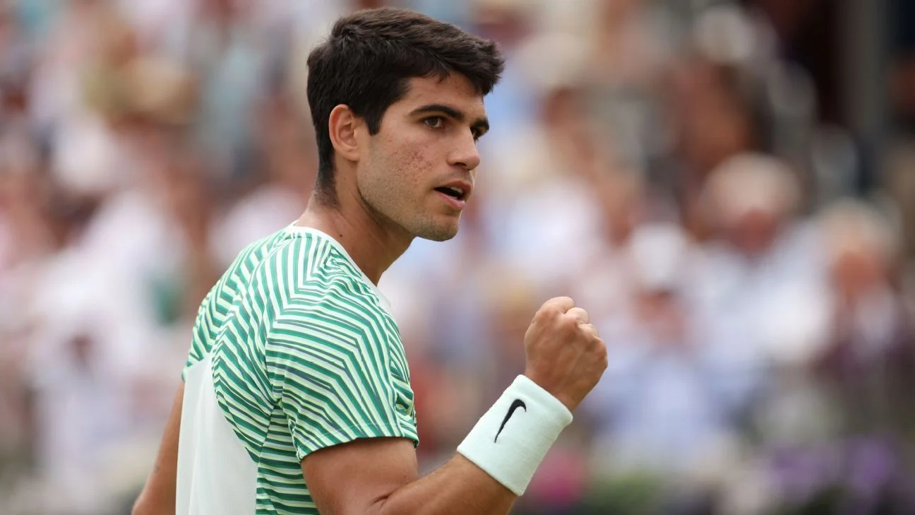 Carlos Alcaraz advances to Queen's Club final and eyes No. 1 ranking.