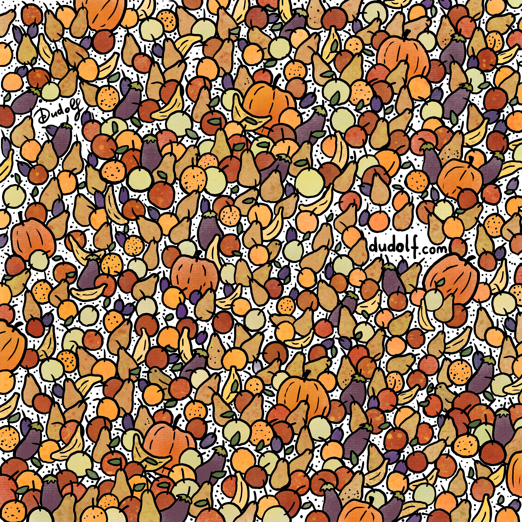 "Find the Hidden Birds Among the Fall Fruit: A Challenging Brain Teaser"