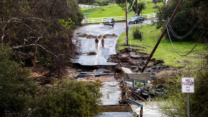 California's 11th atmospheric river causes widespread power outages and property damage.