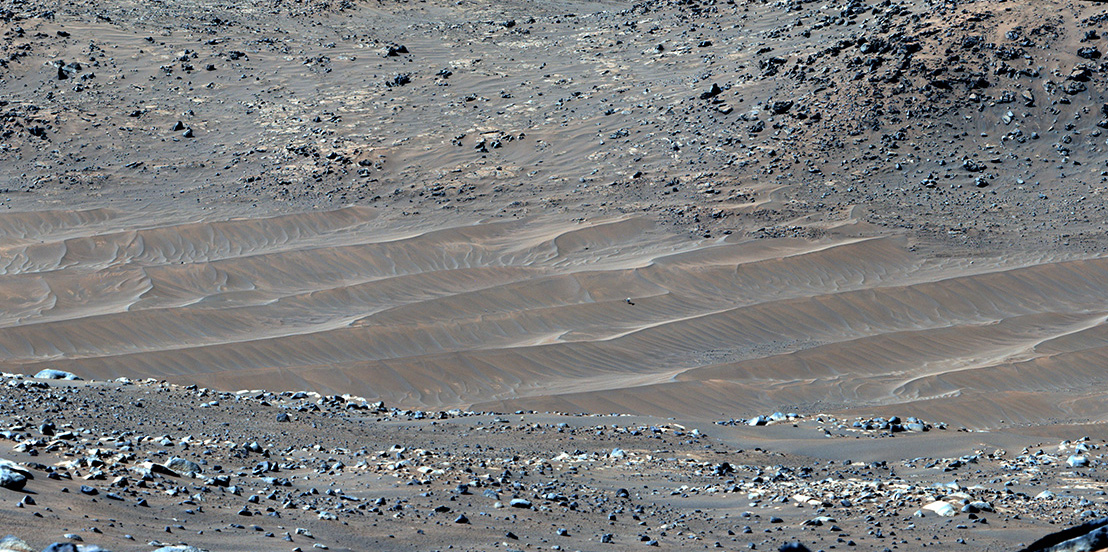 "Perseverance Rover Spots Damaged Ingenuity Helicopter on Martian Dune"